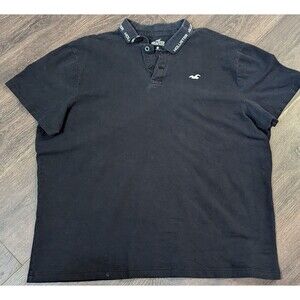 Hollister Polo Shirt Men's 2XL Black Short Sleeve Collar logo